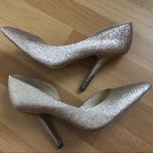 JESSICA SIMPSON Claudette Gold Glitter Heels Sz 9